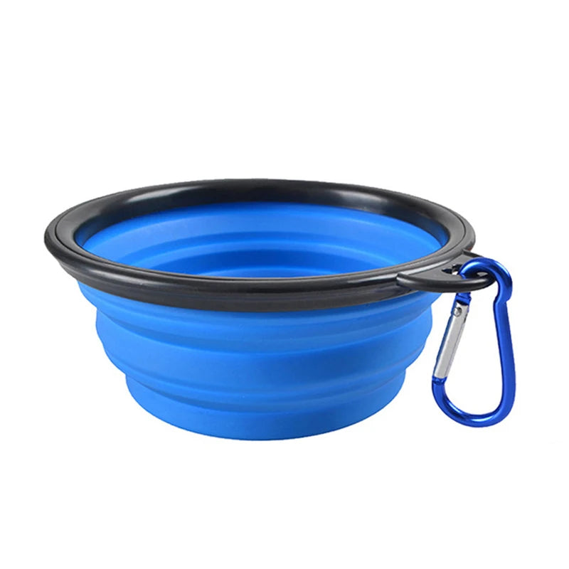 Dogs Feed Supplies Folding Silicone Bowl Portable Puppy Water Container with Carabiner Folding Cats Bowl Travel Pets Accessories