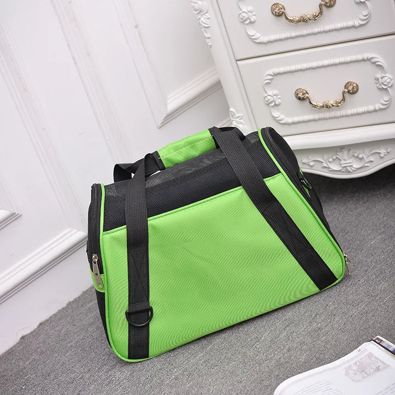 Pet Travel Cat Bag Four Sided Mesh Breathable Handheld Single Shoulder Diagonal Cross Fashion Cat Dog Tote Bag with Cotton Mat