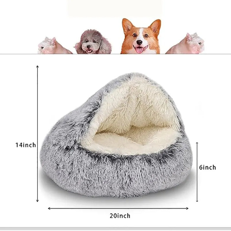 Soft Plush Pet Bed with Cover Round