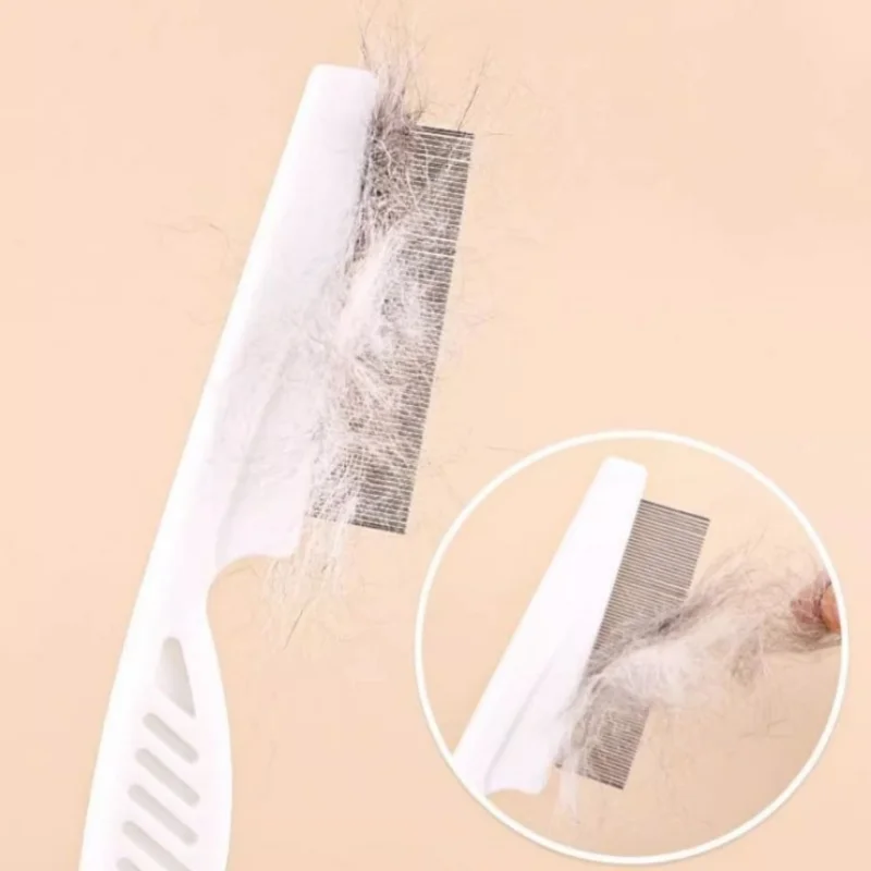 Flea Comb Dog Cat Hair Removal Brush Stainless Steel Dense Teeth Inline Comb Portable Pet Universal Grooming Cleaning Supplies