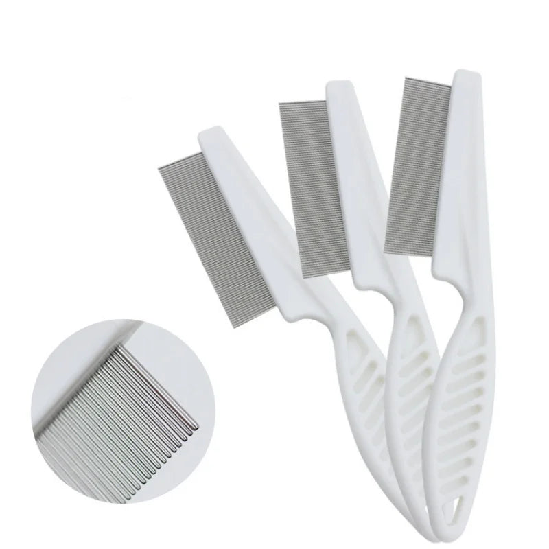 Flea Comb Dog Cat Hair Removal Brush Stainless Steel Dense Teeth Inline Comb Portable Pet Universal Grooming Cleaning Supplies